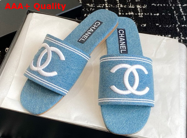 Chanel Denim Mule in Light Blue Replica