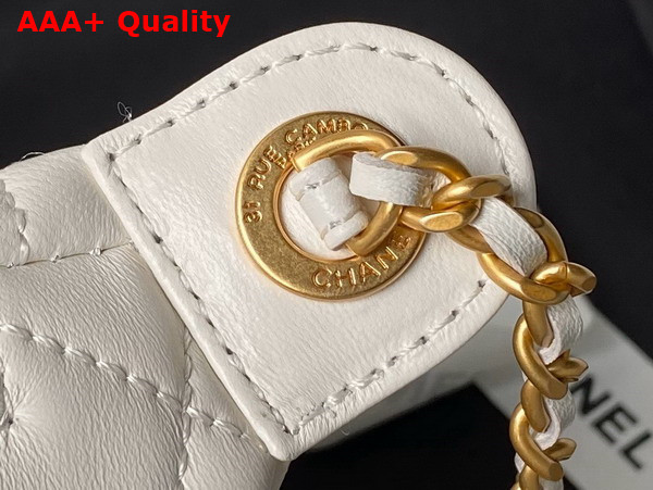 Chanel Double C Waist Bag in White Shiny Lambskin AS4113 Replica