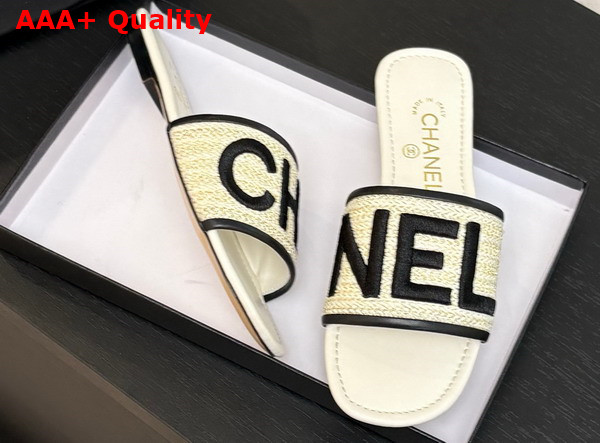 Chanel Embroidered Mule Beige and Black Replica
