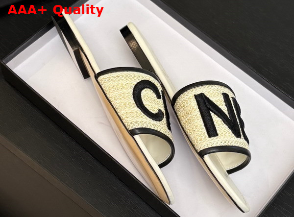 Chanel Embroidered Mule Beige and Black Replica