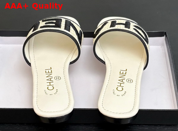 Chanel Embroidered Mule Beige and Black Replica