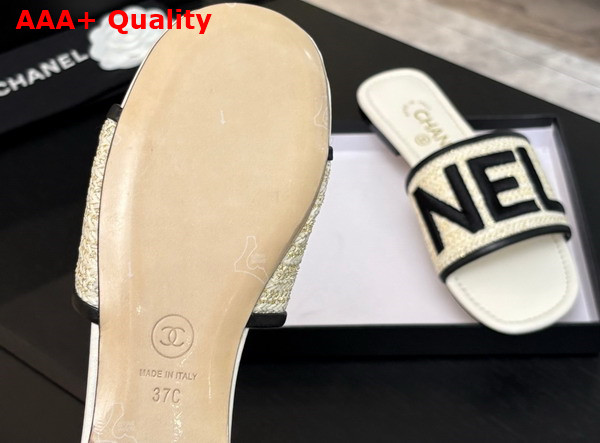 Chanel Embroidered Mule Beige and Black Replica