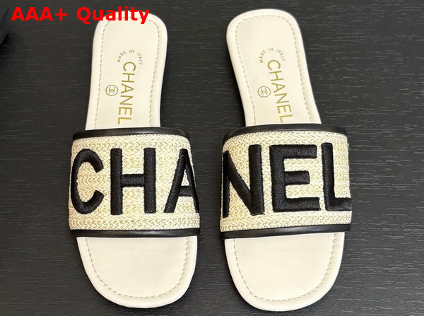 Chanel Embroidered Mule Beige and Black Replica
