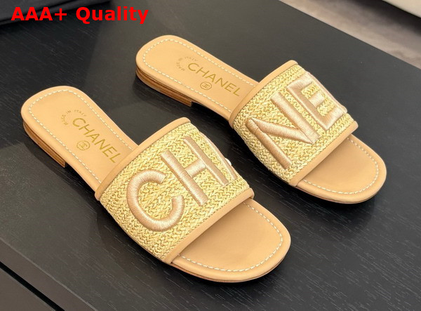 Chanel Embroidered Mule in Beige Replica