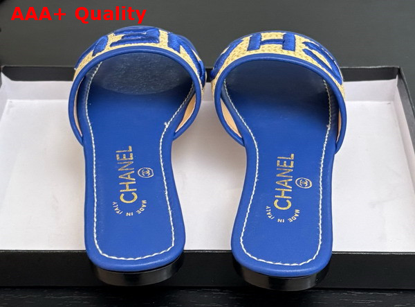 Chanel Embroidered Mule in Blue Replica