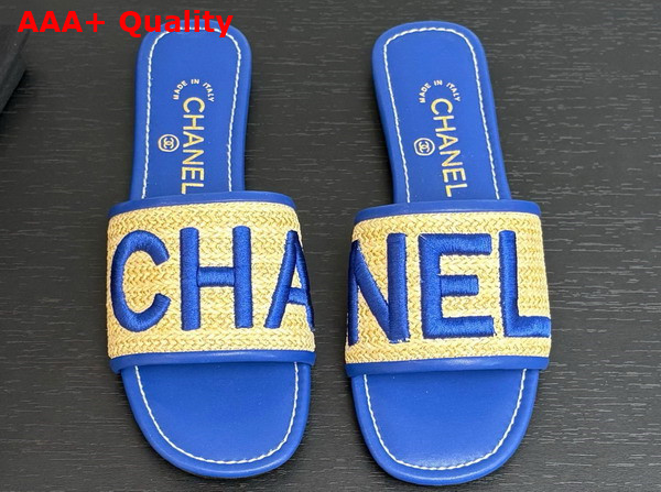 Chanel Embroidered Mule in Blue Replica