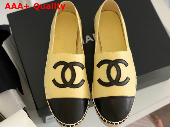 Chanel Espadrilles Lambskin Yellow and Black G29762 Replica