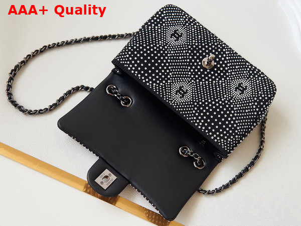 Chanel Evening Bag Velvet Strass and Ruthenium Finish Metal Black and Silver Ref AS4297 Replica