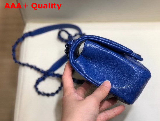 Chanel Flap Bag Grained Calfskin and Lacequered Metal Dark Blue AS1784 Replica