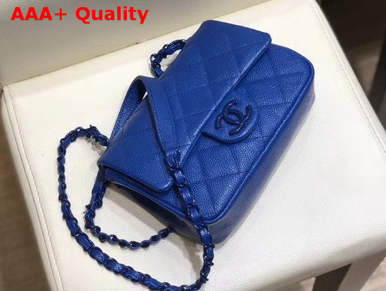 Chanel Flap Bag Grained Calfskin and Lacequered Metal Dark Blue AS1784 Replica