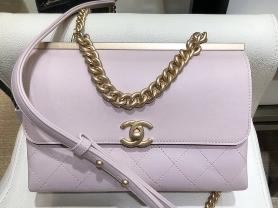 Chanel Flap Bag Lambskin Gold Tone Metal Light Pink