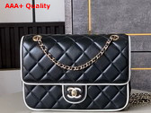 Chanel Flap Bag Lambskin and Gold Tone Metal Black and White AS5150 Replica