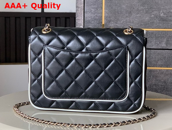Chanel Flap Bag Lambskin and Gold Tone Metal Black and White AS5150 Replica