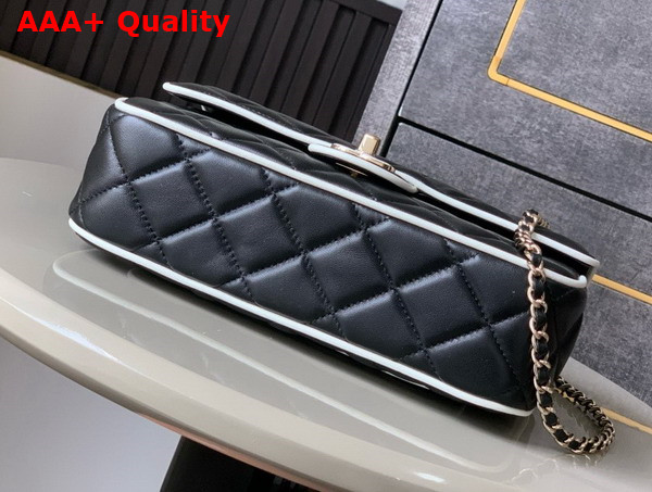 Chanel Flap Bag Lambskin and Gold Tone Metal Black and White AS5150 Replica