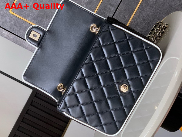 Chanel Flap Bag Lambskin and Gold Tone Metal Black and White AS5150 Replica
