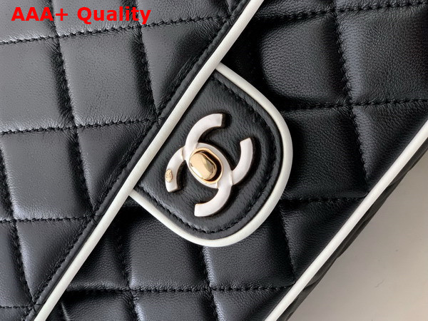 Chanel Flap Bag Lambskin and Gold Tone Metal Black and White AS5150 Replica