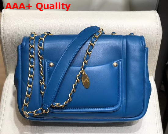 Chanel Flap Bag Lambskin and Gold Tone Metal Blue AS1178 Replica