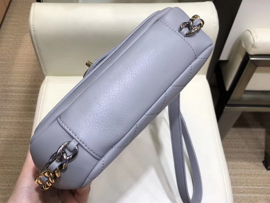 Chanel Flap Bag Light Blue Calfskin Gold Tone Silver Tone and Ruthenium Finish Metal AS0413