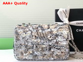 Chanel Flap Bag Silver Sequins and Silver Tone Metal AS4561 Replica