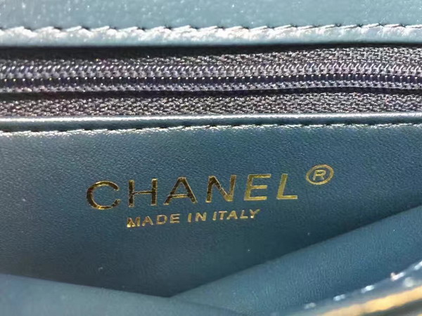 Chanel Flap Bag With Handle Light Blue Lambskin Light Gold Hardware for Sale