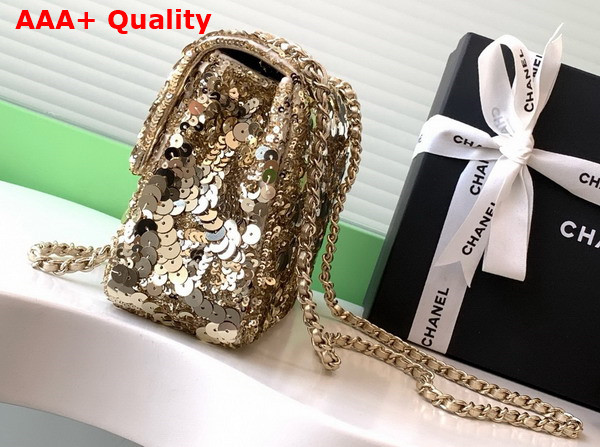 Chanel Flap Bag in Gold Sequins and Gold Tone Metal AS4561 Replica