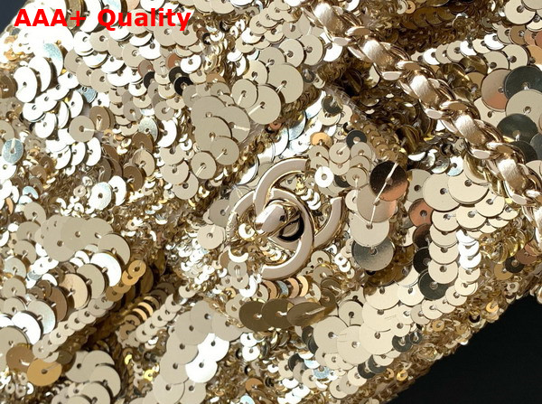 Chanel Flap Bag in Gold Sequins and Gold Tone Metal AS4561 Replica