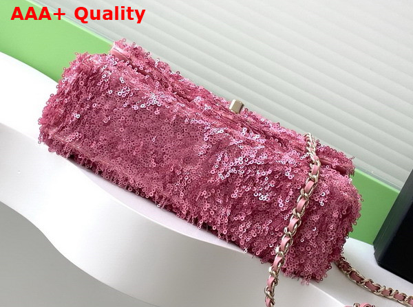 Chanel Flap Bag in Pink Fringed Sequins and Gold Tone Metal AS4561 Replica