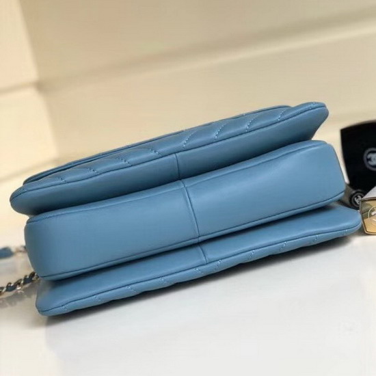 Chanel Flap Bag with Top Handle Blue Lambskin