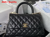 Chanel Flap Bag with Top Handle Grained Calfskin Black Replica