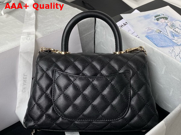 Chanel Flap Bag with Top Handle Grained Calfskin Black Replica
