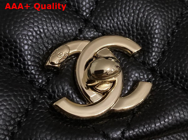 Chanel Flap Bag with Top Handle Grained Calfskin Black Replica