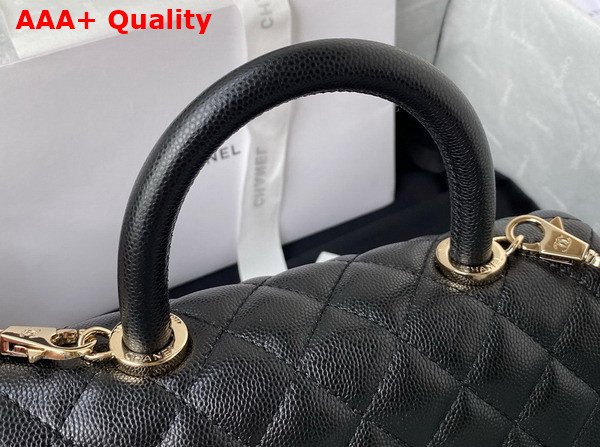 Chanel Flap Bag with Top Handle Grained Calfskin Black Replica