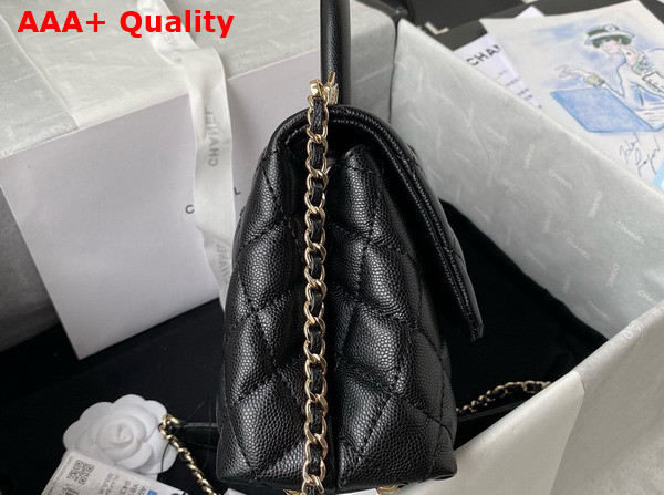 Chanel Flap Bag with Top Handle Grained Calfskin Black Replica