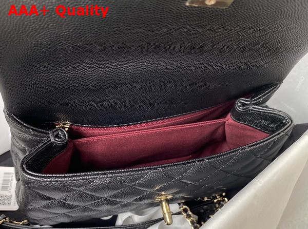 Chanel Flap Bag with Top Handle Grained Calfskin Black Replica