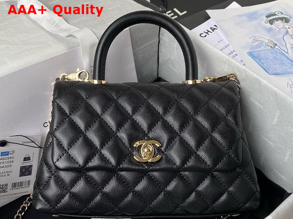 Chanel Flap Bag with Top Handle Grained Calfskin Black Replica