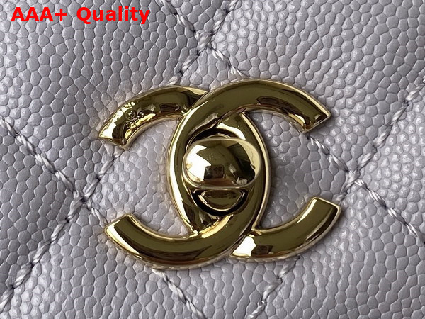 Chanel Flap Bag with Top Handle Light Purple Grained Calfskin Gold Tone Metal A92990 Replica