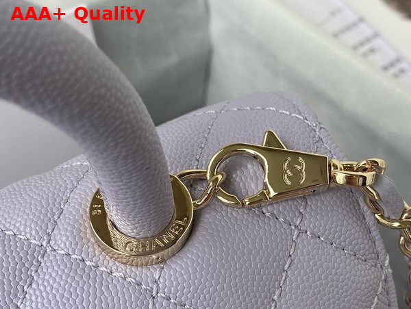 Chanel Flap Bag with Top Handle Light Purple Grained Calfskin Gold Tone Metal A92990 Replica