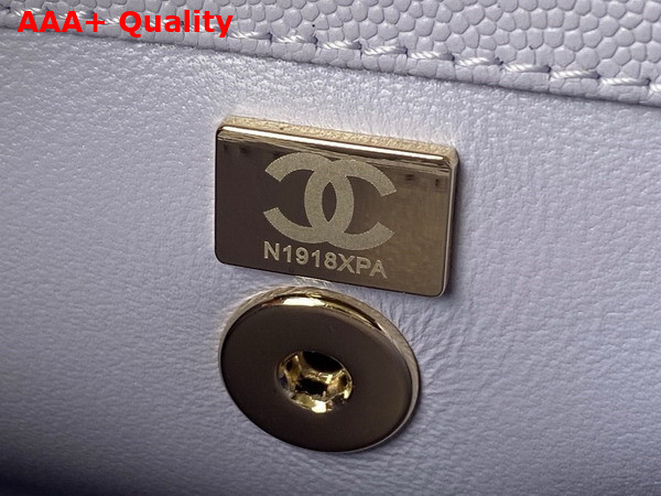 Chanel Flap Bag with Top Handle Light Purple Grained Calfskin Gold Tone Metal A92990 Replica