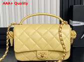 Chanel Flap Bag with Top Handle Light Yellow Lambskin Gold Metal AS5317 Replica