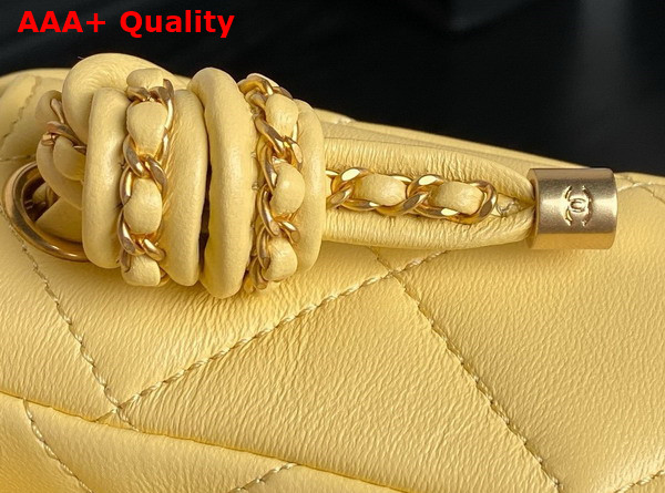 Chanel Flap Bag with Top Handle Light Yellow Lambskin Gold Metal AS5317 Replica