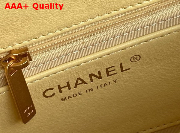 Chanel Flap Bag with Top Handle Light Yellow Lambskin Gold Metal AS5317 Replica