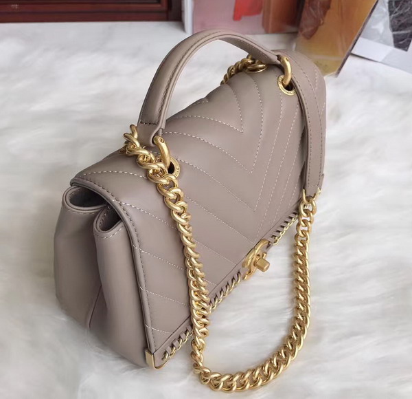 Chanel Flap Bag with Top Handle Nude Lambskin Gold Tone Metal For Sale