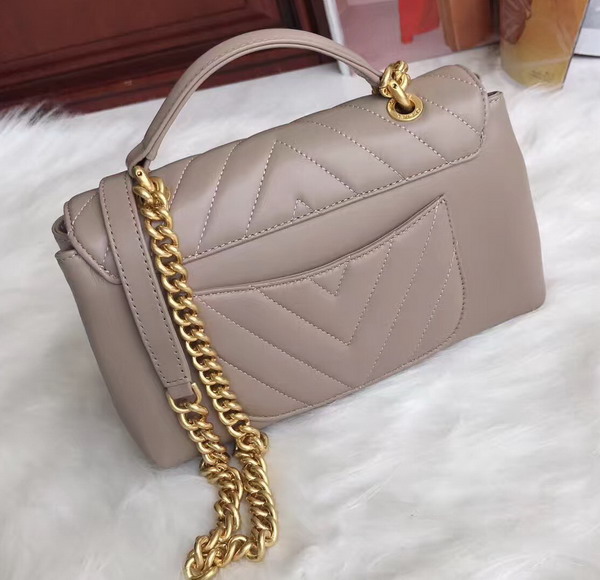 Chanel Flap Bag with Top Handle Nude Lambskin Gold Tone Metal For Sale