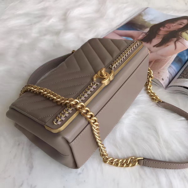 Chanel Flap Bag with Top Handle Nude Lambskin Gold Tone Metal For Sale