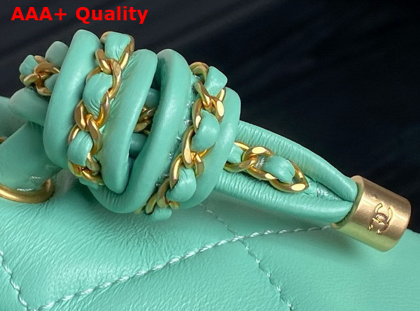 Chanel Flap Bag with Top Handle Turquoise Lambskin Gold Metal AS5317 Replica