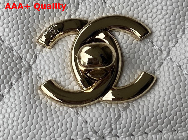 Chanel Flap Bag with Top Handle White Grained Calfskin Gold Tone Metal A92990 Replica