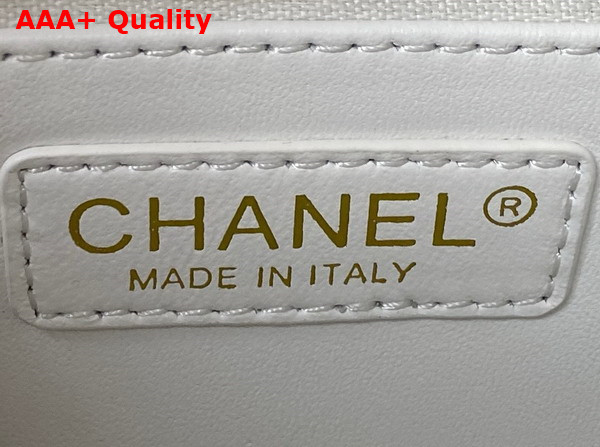 Chanel Flap Bag with Top Handle White Grained Calfskin Gold Tone Metal A92990 Replica