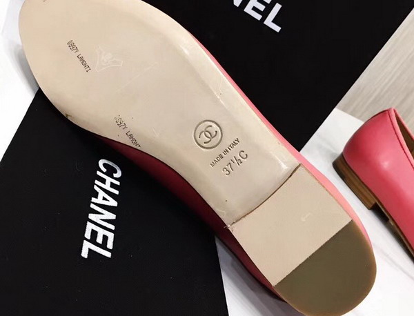 Chanel Flats Pink Lambskin and Gold Suede Calfskin