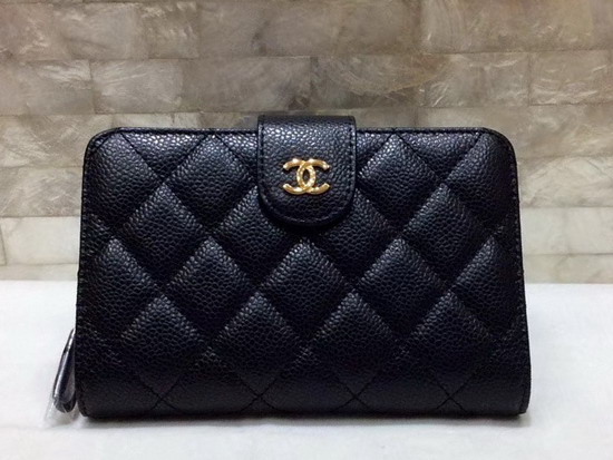Chanel French Purse in Black Grained Calfskin