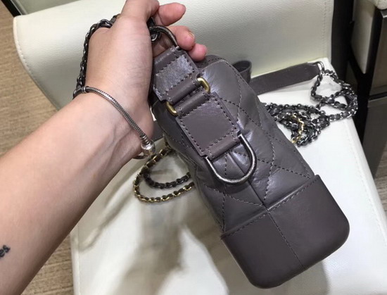Chanel Gabrielle Small Hobo Bag Grey Aged Calfskin Smooth Calfskin Silver Tone Gold Tone Metal